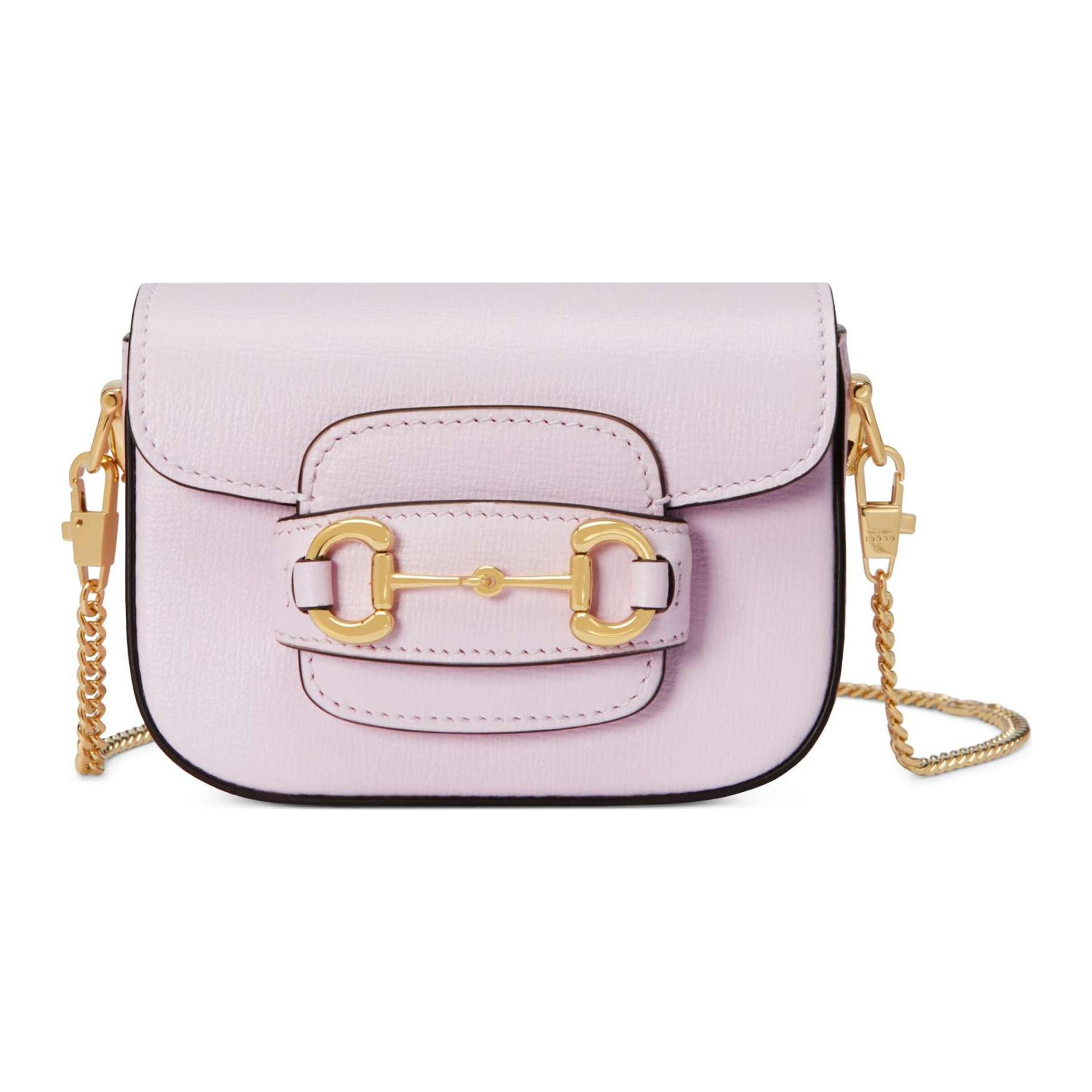 

GUCCI Horsebit 1955 кожаная сумка через плечо, кроссбоди экстра мини женская светлый розовый
