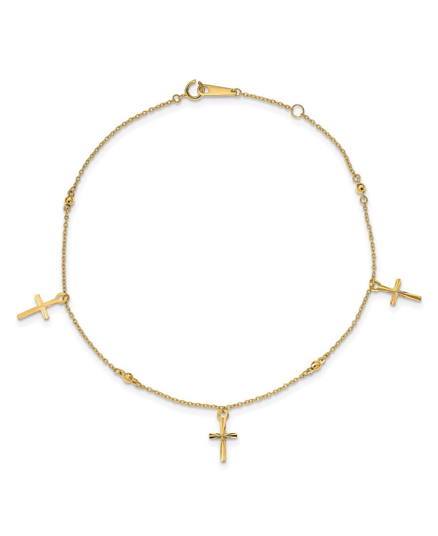 

Браслет в виде креста из полированного желтого золота 14 карат Macy's, Gold