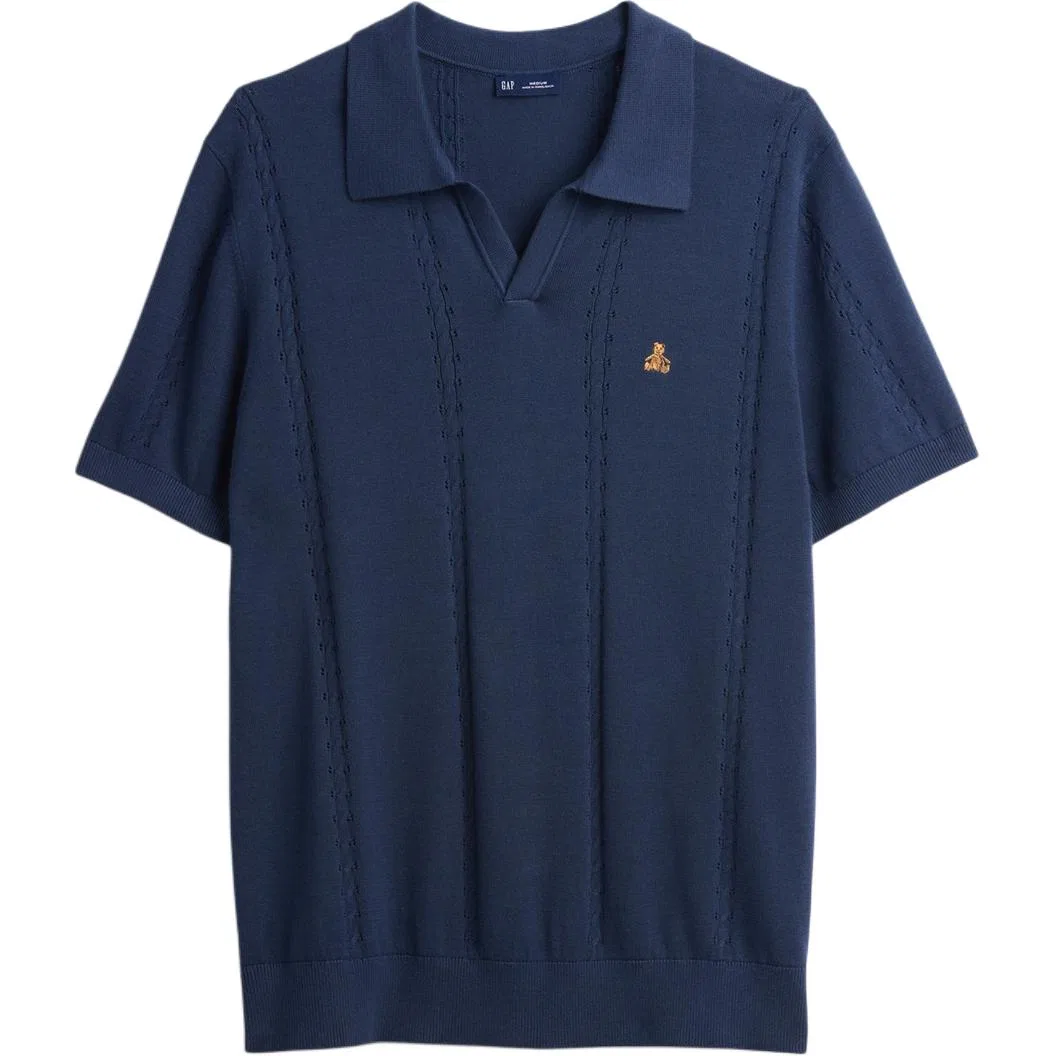 Мужское поло с воротником, умеренный крой GAP, Navy Blue