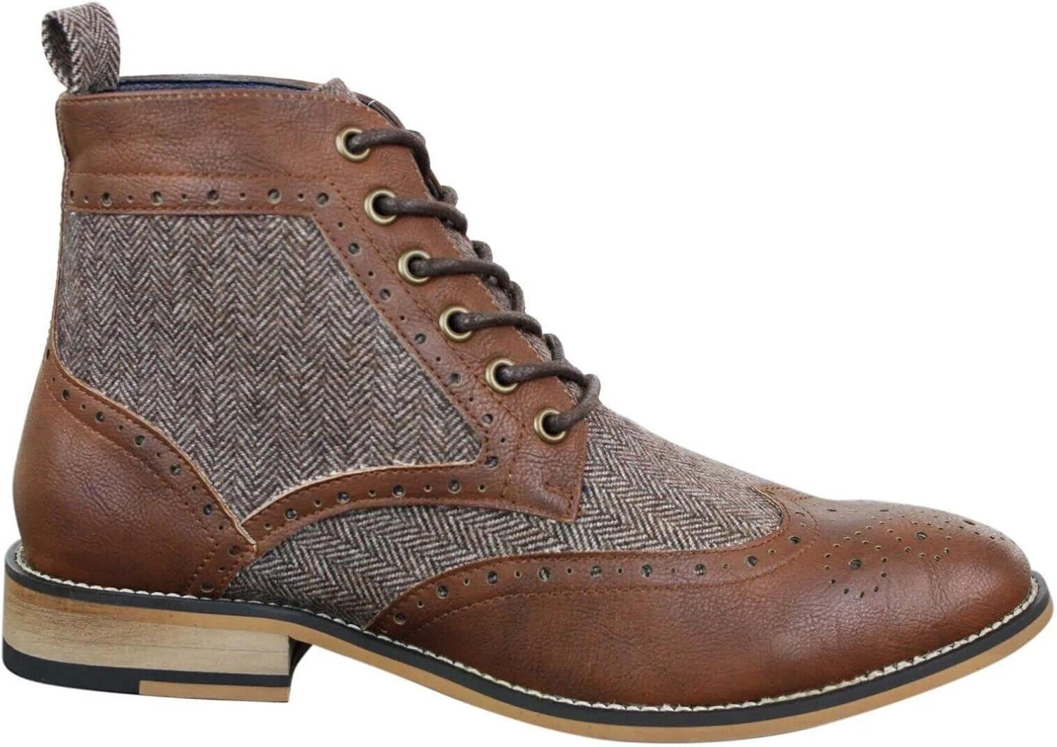 

Мужские коричневые кожаные твидовые ретро-классические оксфорды с шнуровкой, винтажные ботинки до щиколотки Cavani