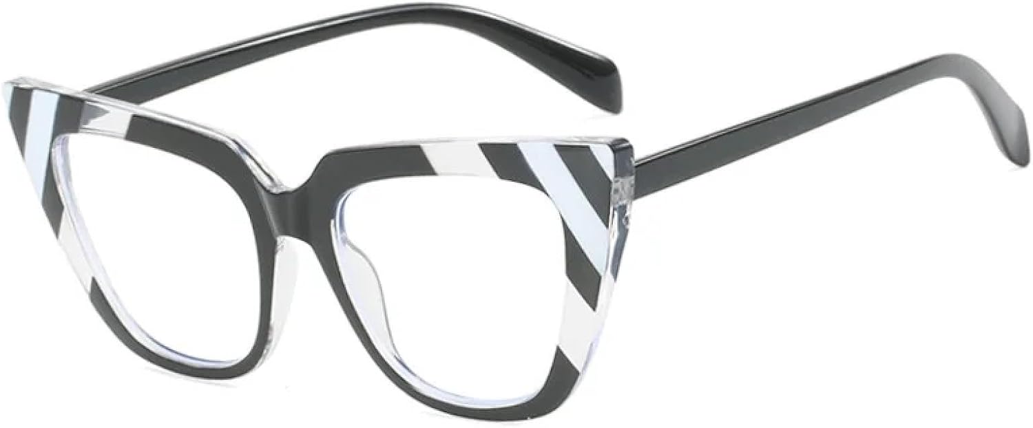 

Солнцезащитные очки с защитой от УФ-излучения UV400 | Цветная оправа «кошачий глаз», прозрачные линзы | Для женщин и мужчин, для занятий спортом на открытом воздухе и вождения DSVIGF, Black White