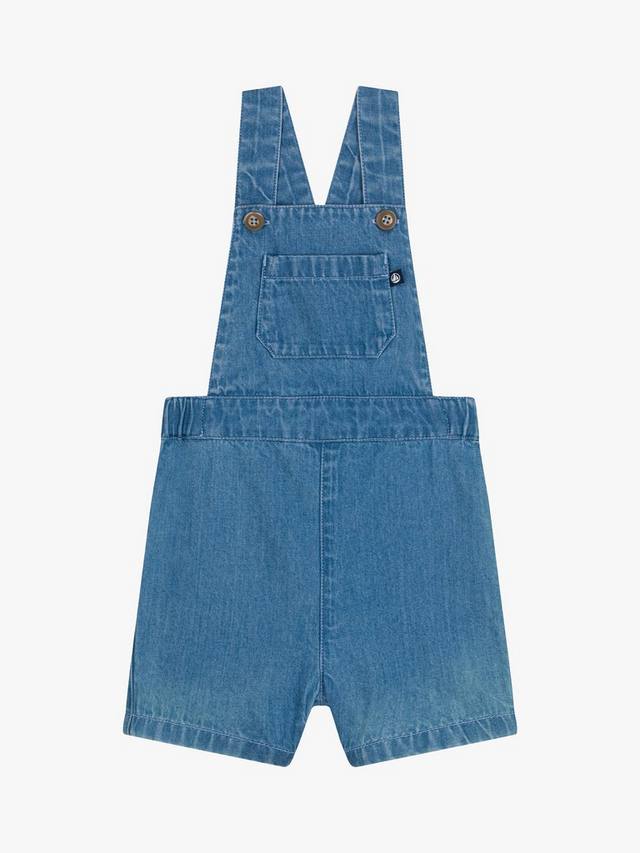 

Детские джинсовые комбинезоны-шорты Petit Bateau, цвет Denim Clair