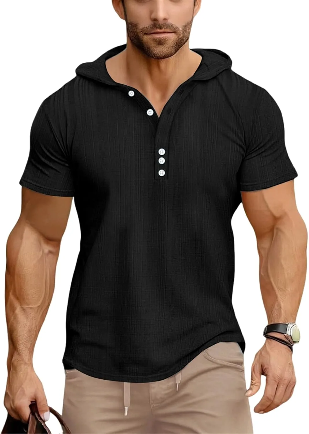 

Мужская мускулистая футболка с капюшоном для тренировок и бега, короткий рукав, S-2XL WENKOMG1