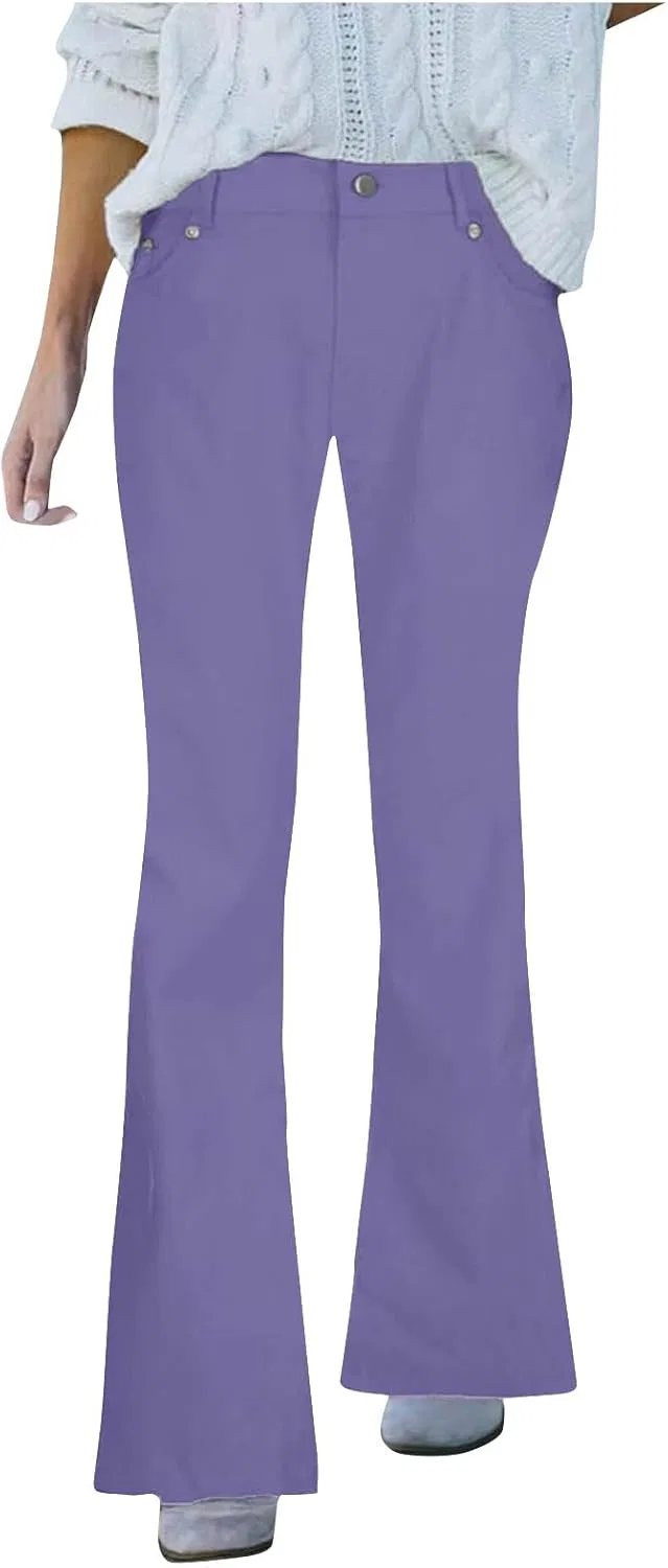 Джинсы клеш Women's High Waisted Flare Jeans фиолетовый