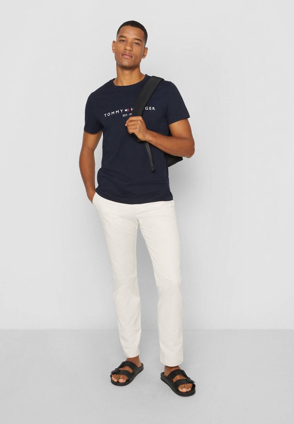 Футболка с набивным рисунком Logo Tee Tommy Hilfiger, синяя — фото 4