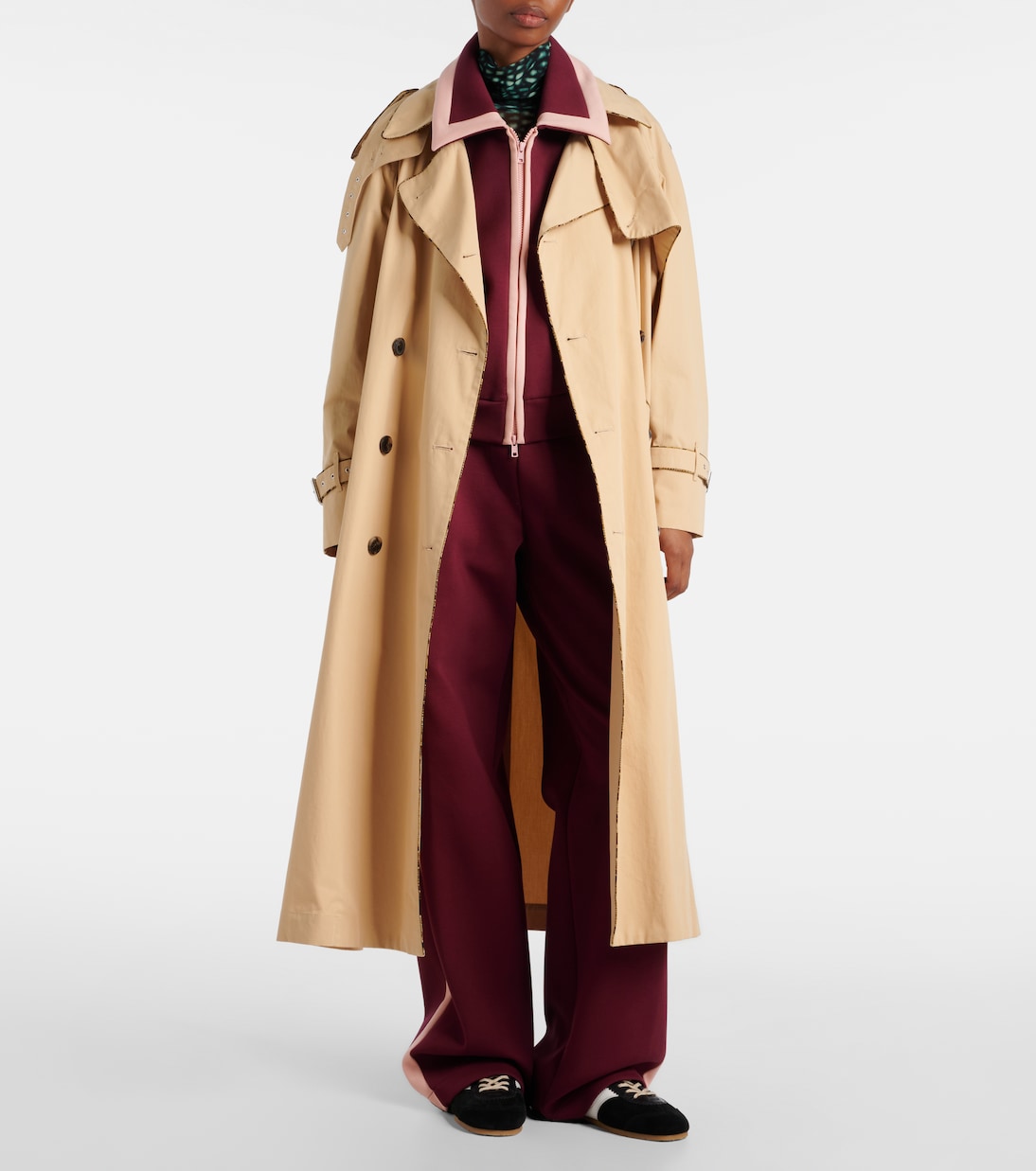 Широкие брюки из хлопковой смесовой ткани с высокой талией Dries Van Noten, Bordeaux — фото 2