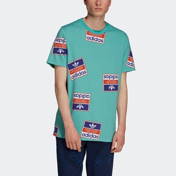 Футболка originals printing round neck short sleeve green Adidas, зеленый — фото 3