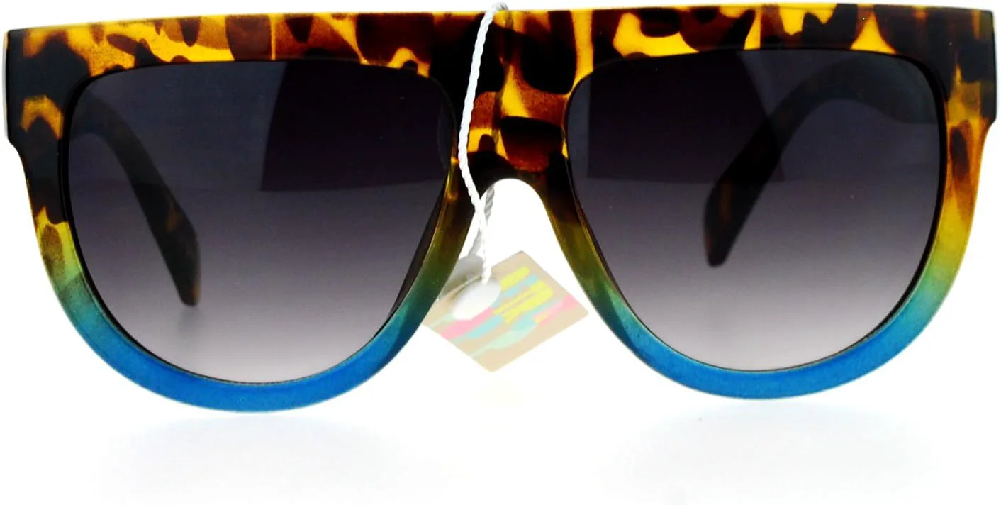 

Дизайнерские модные солнцезащитные очки унисекс с плоской верхней частью, градиентной двухцветной оправой и защитой от УФ-излучения UV400 PASTL, Tortoise Blue