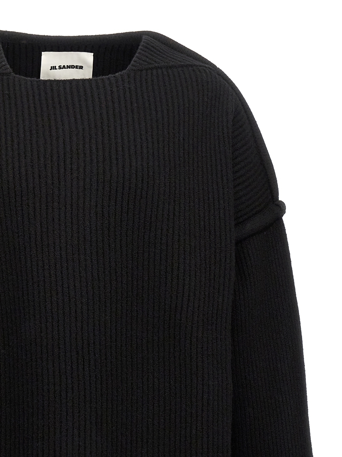 Свитер с геометрическим вырезом JIL SANDER, черный — фото 3