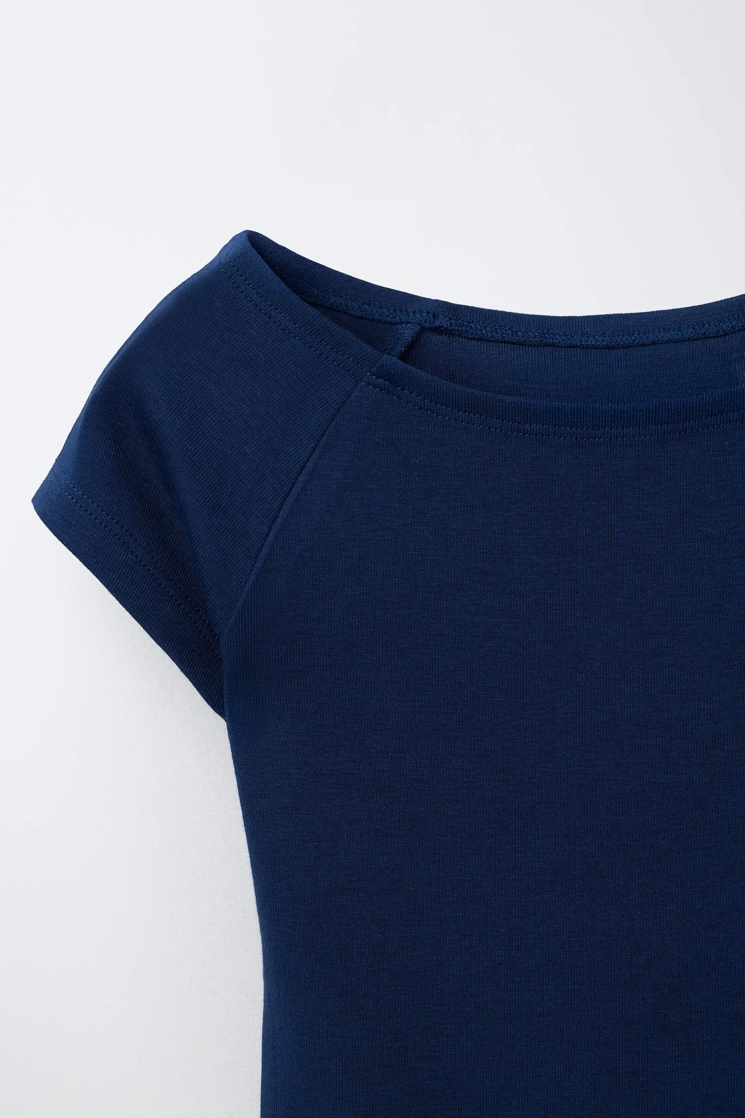 Простая футболка с модалом Zara, темно-синий — фото 4