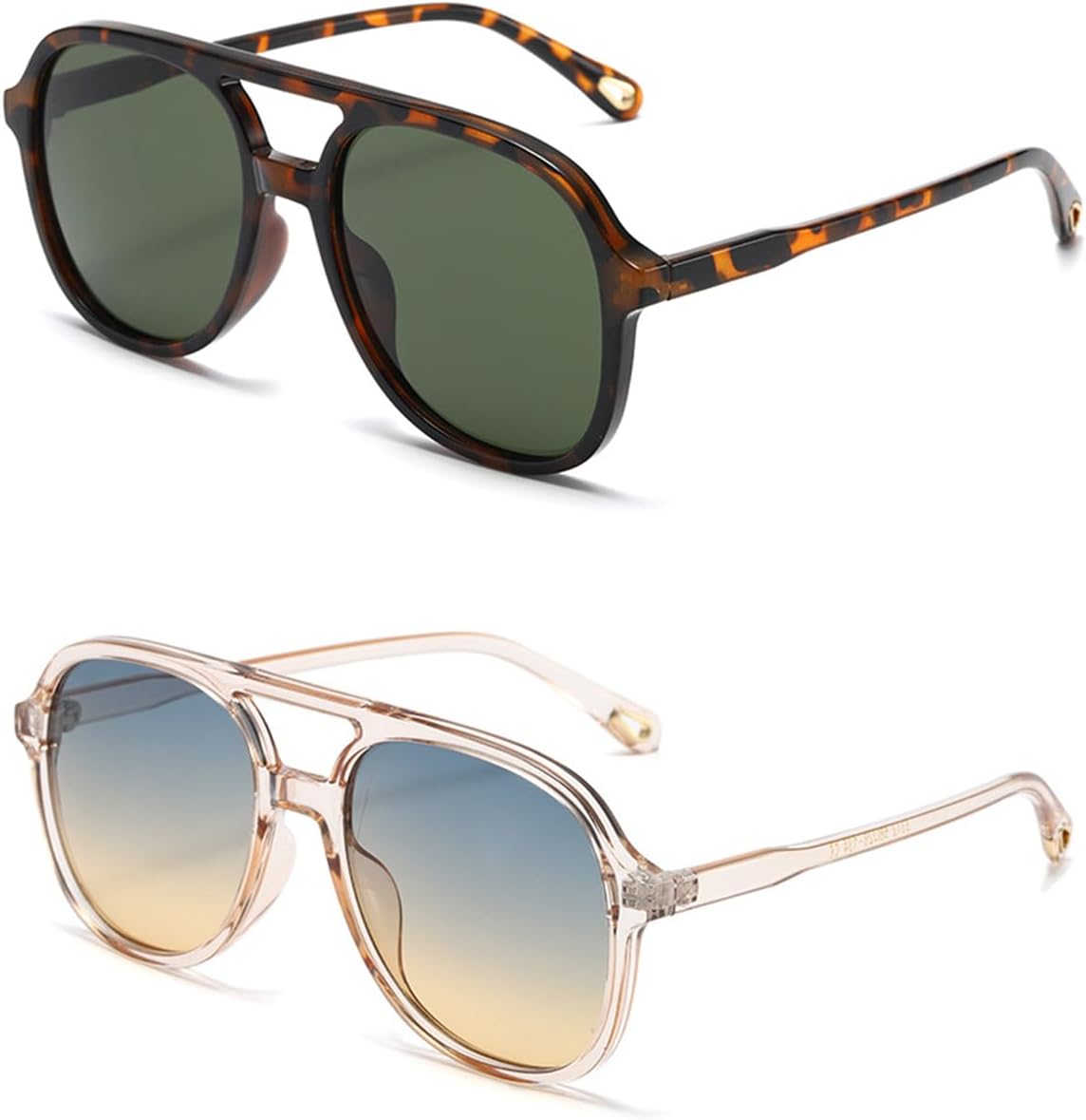 

Солнцезащитные очки-авиаторы Pro Acme Retro Square Polarized для женщин и мужчин, винтажные, в стиле 70-х, с двойной перемычкой, защита от УФ-излучения UV400, Brown Tortoise/Green+black/Gradient Grey