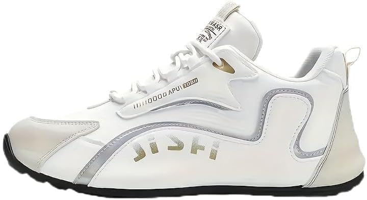 

Мужские повседневные кроссовки для комфорта, низкие шнурованные кроссовки для ходьбы, активного отдыха и путешествий - верх из PU, текстильная подкладка, подошва из ПВХ Hoalox, белый