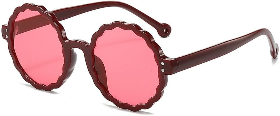 

Солнцезащитные очки 2027 года в маленькой круглой оправе с цветочным узором для женщин, защита от УФ-излучения UV400, заклепки для мужчин, красные, один размер MTZJH, One Color