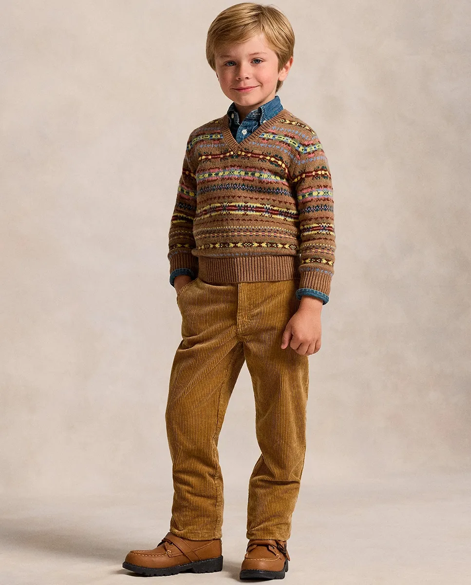 

Вельветовые брюки для мальчика Bedford прямого кроя Polo Ralph Lauren, песочный