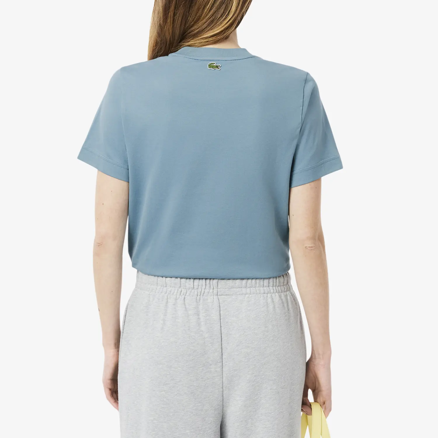 Футболка женская LACOSTE, синяя, с фирменным логотипом — фото 2