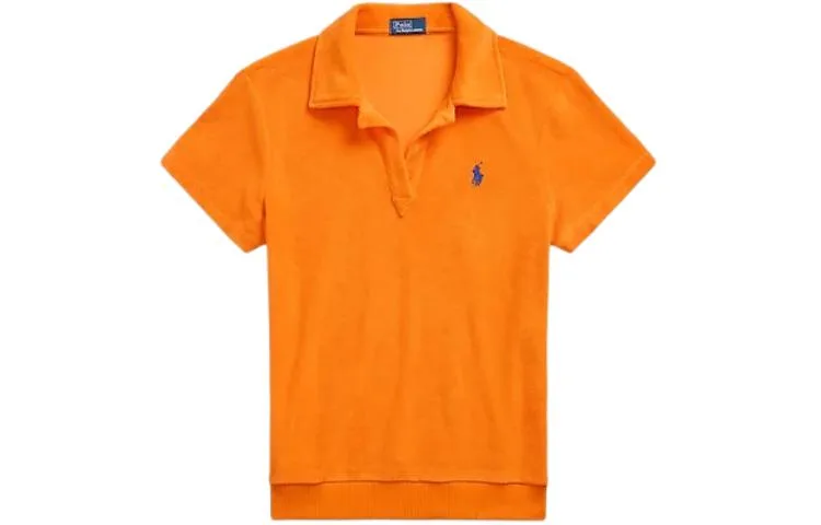 Поло с вышитым пони из махровой ткани Polo Ralph Lauren, оранжевый