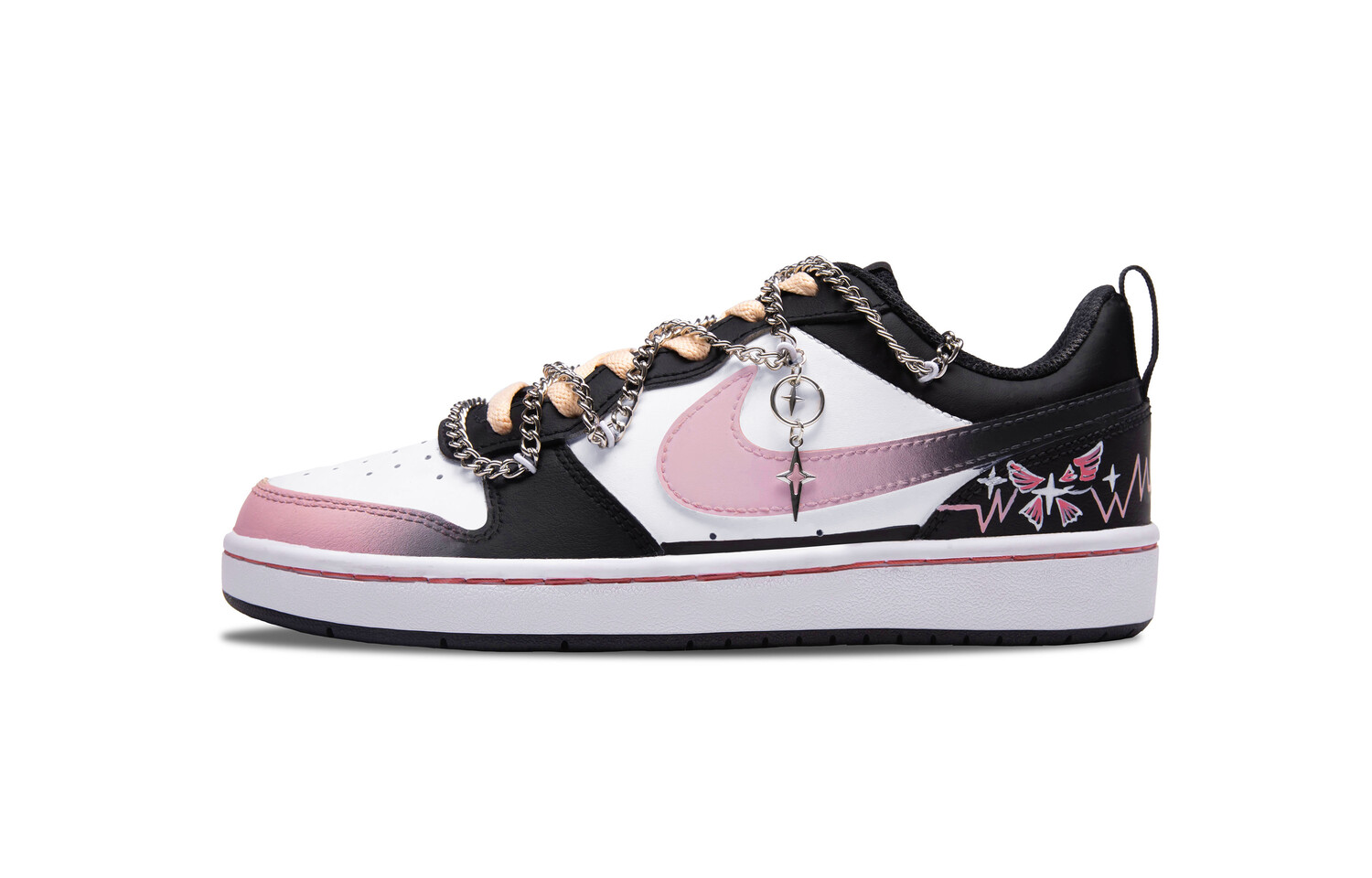 

Кроссовки Nike Court Borough 2 Skateboarding Shoes Women's Low-top Black Pink White, черный