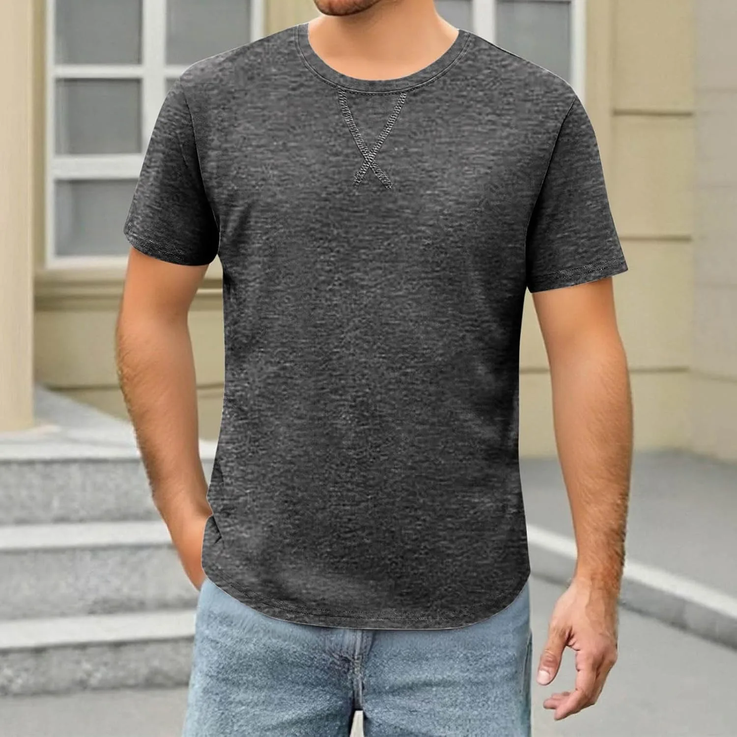 Мужская футболка Casual с коротким рукавом, летняя, оверсайз — фото 2