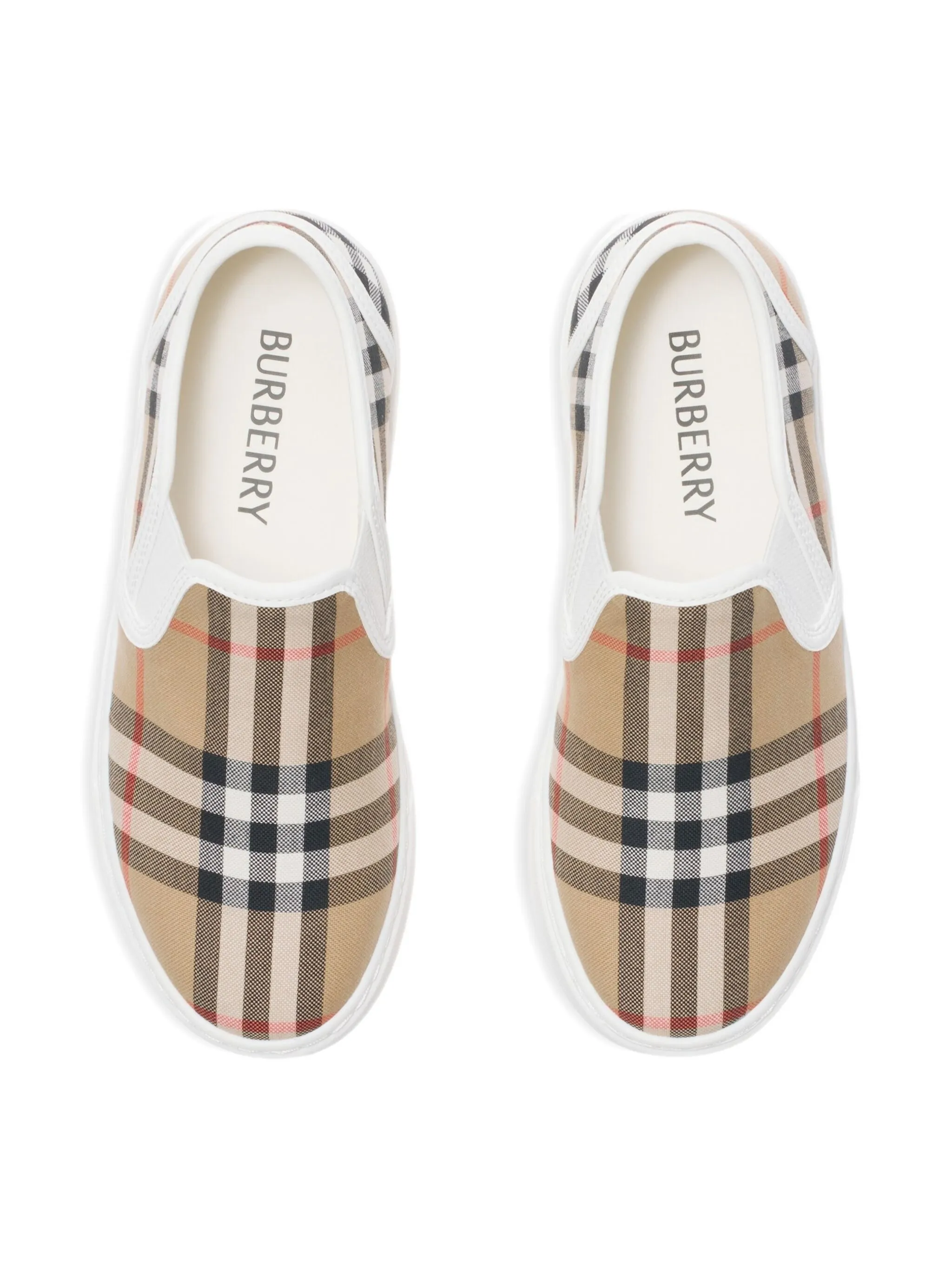 Кроссовки-слипоны с клетчатым рисунком Burberry Kids, коричневый — фото 3