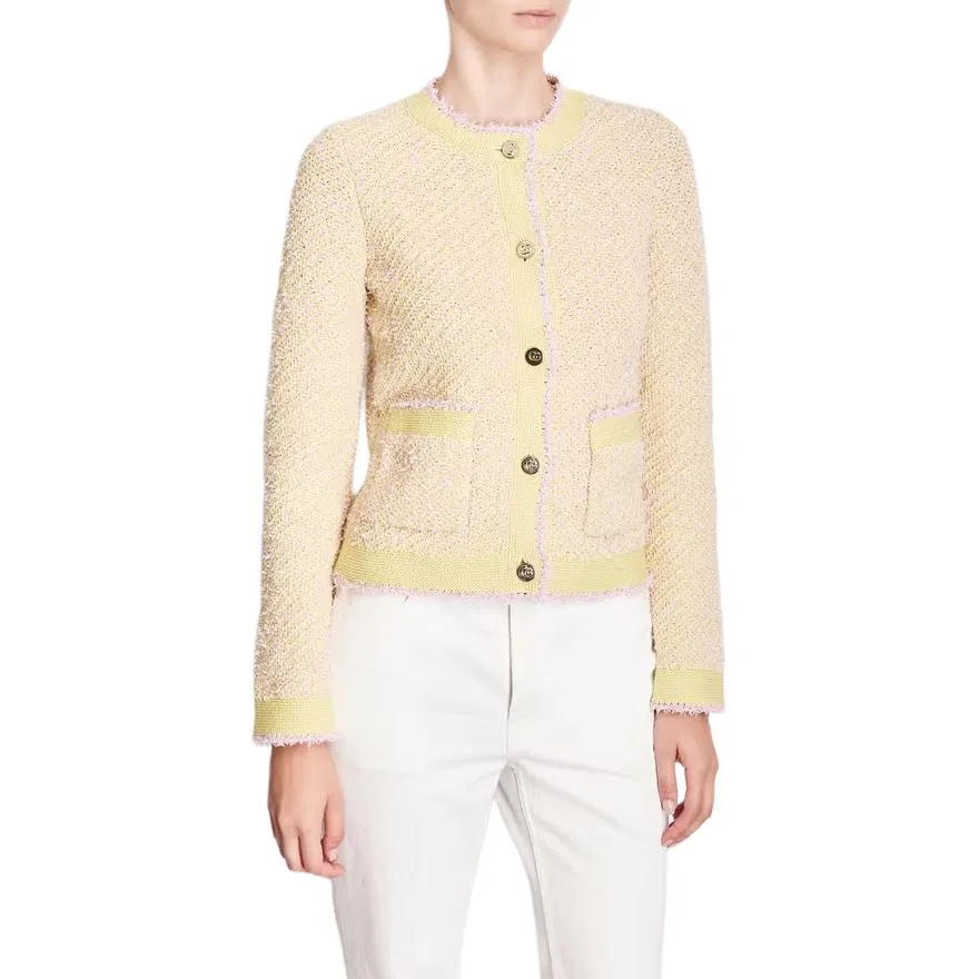 Кардиган GUCCI из смесового хлопка, элегантный крой, желтый — фото 3