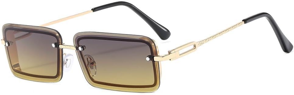 

Винтажные модные солнцезащитные очки без оправы, прямоугольной формы, с градиентным переходом цвета, защитой от УФ-излучения UV400, для летних путешествий, для женщин TYUVIVO, C4