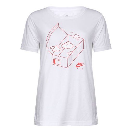 

Футболка (WMNS) Nike Sportswear Air Printing Round Neck Casual Sports Short Sleeve White T-Shirt AR3997-100