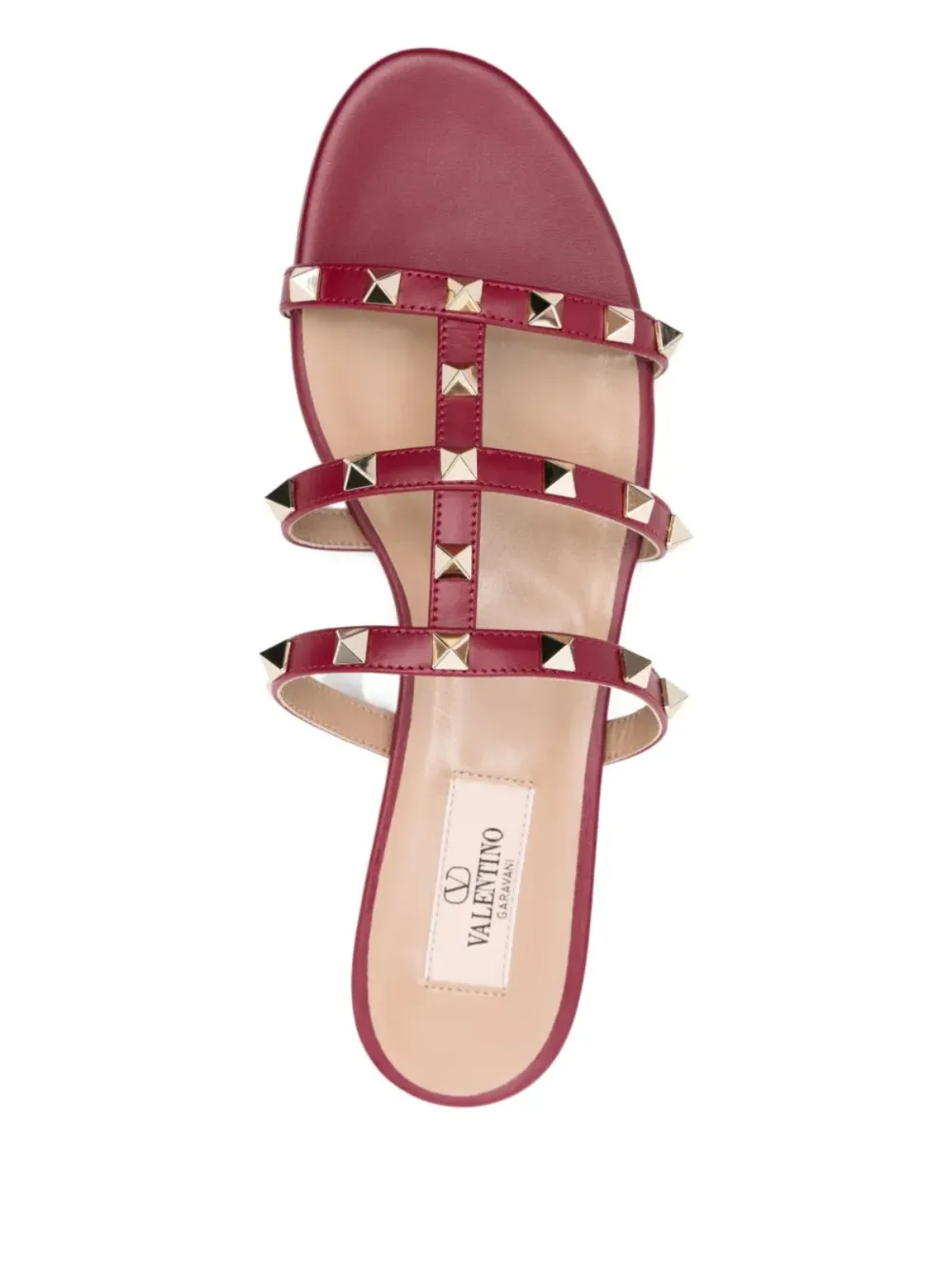 Сандалии на плоской подошве с отделкой Rockstud VALENTINO GARAVANI, красный — фото 4