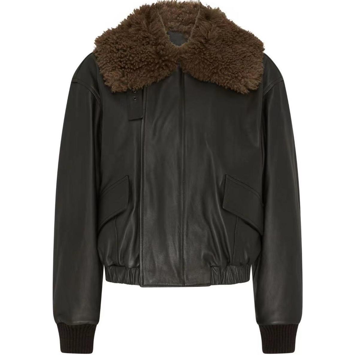 

Lemaire Кожаный блузон с воротником из овчины, Black