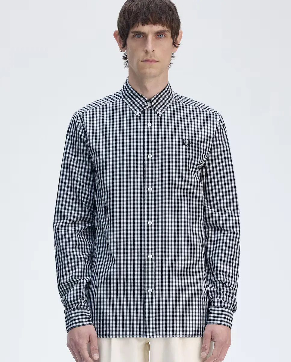 

Мужская рубашка в клетку с длинными рукавами Fred Perry, черный