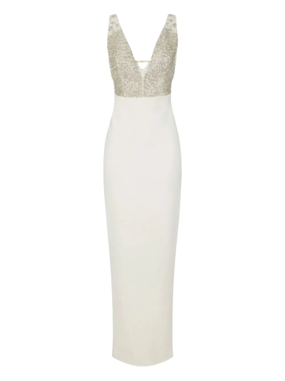 

Макси-платье с бисерной отделкой Elisabetta Franchi, нейтральный