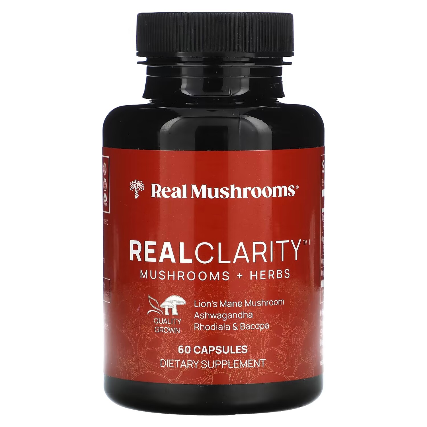 

Добавка Real Mushrooms RealClarity, грибы и травы, 60 капсул