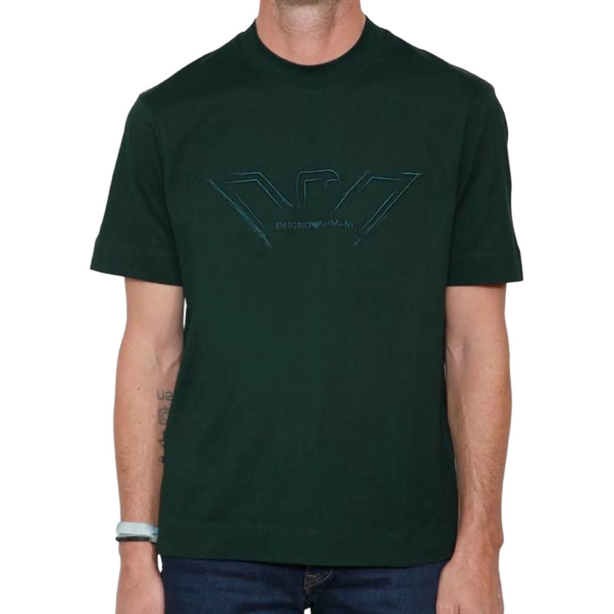

GIORGIO ARMANI Футболка мужская темно-зеленая, Зеленый, GIORGIO ARMANI Футболка мужская темно-зеленая