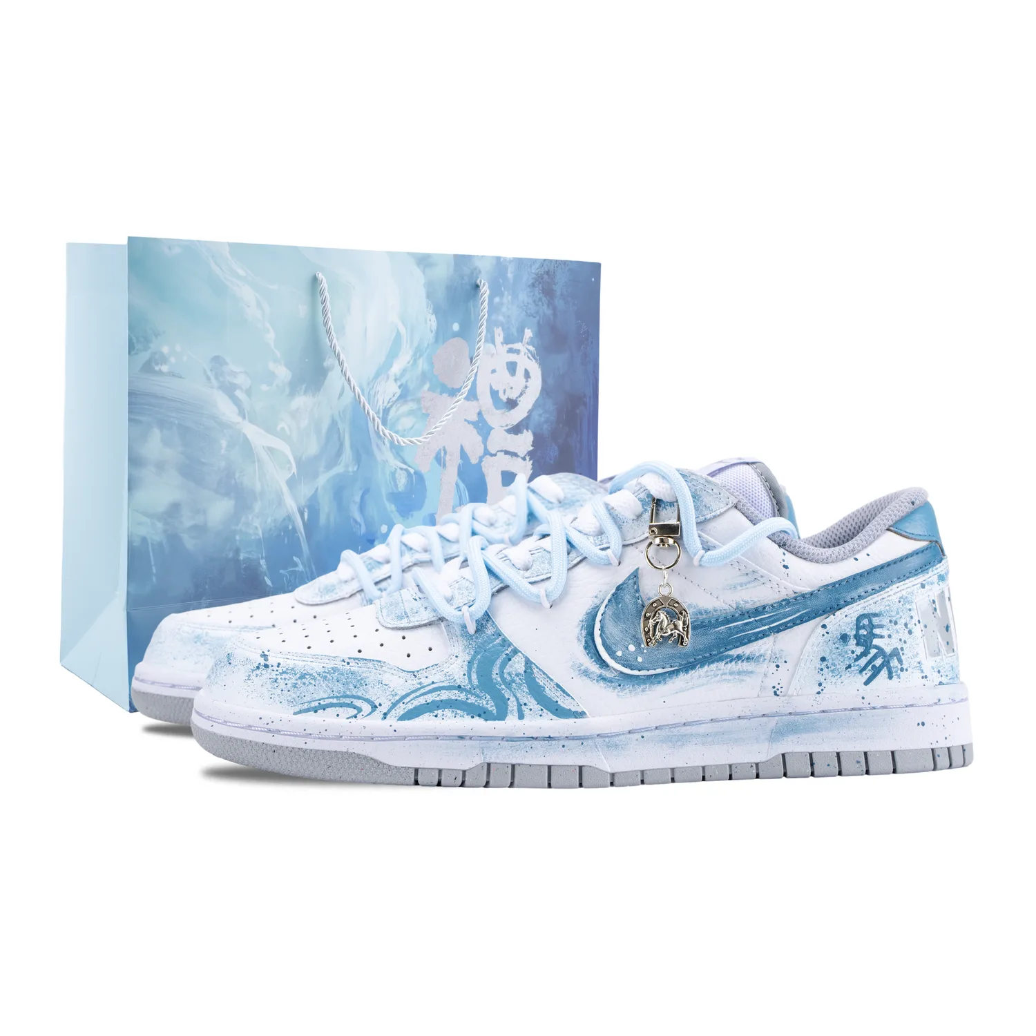Nike Кроссовки для скейтбординга Big Light Smoke Cloud Dash мужские, устойчивые к истиранию, дышащие, низкие, бело-голубые