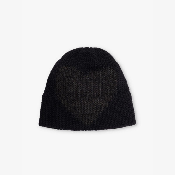 

Вязаная шапка-бини из смеси шерсти с интарсией в виде сердца Bailey Goldberg, черный