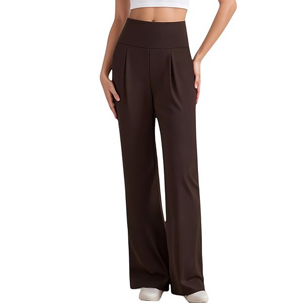 

Женские брюки с высокой талией и широкими штанинами, плиссированные спереди Anna-Kaci, Brown