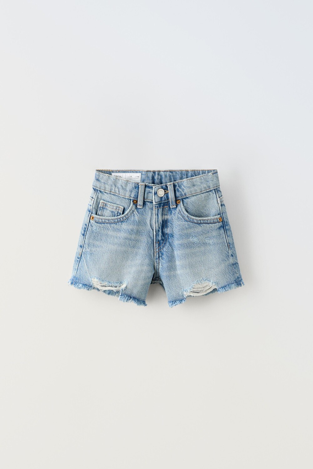 

Шорты-бермуды из потертой джинсы ZARA, синий