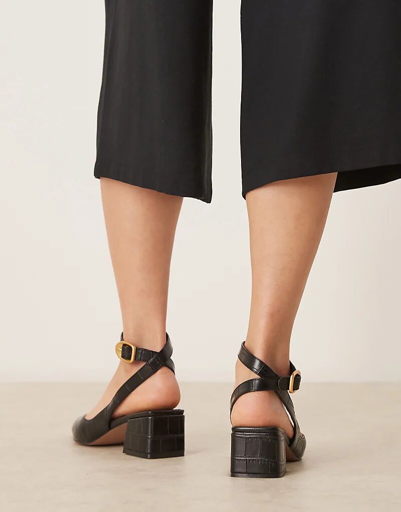 Туфли Sienna на среднем каблуке ASOS DESIGN с отделкой под крокодила черного цвета — фото 2