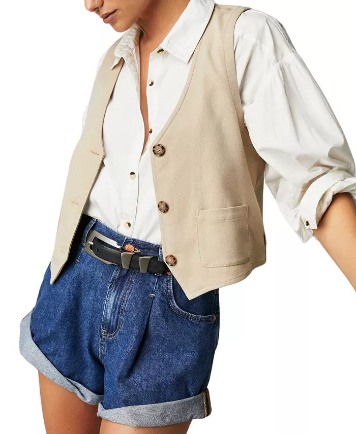 

Женские шорты Danni Cotton с высокой посадкой Free People, синий