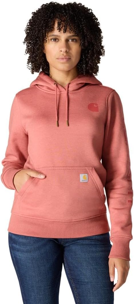 

Carhartt Women's Relaxed Fit Midweight Logo Sleeve Graphic Sweatshirt, Dusty Cedar Heather