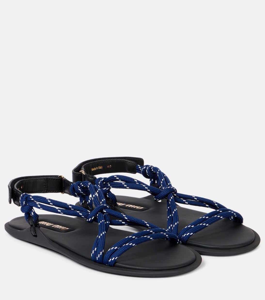 Сандалии с отделкой из кожи Rivière Miu Miu, Baltico