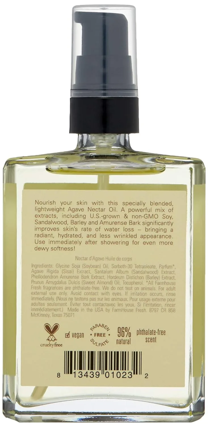 Масло для тела FarmHouse Fresh Agave Nectar Ageless Body Oil, 4 жидких унции (1 упаковка) — фото 2