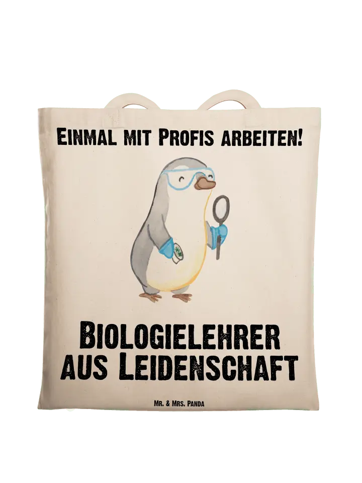 

Сумка для переноски Mr & Mrs Panda Biologielehrer Leidenschaft, кремовый