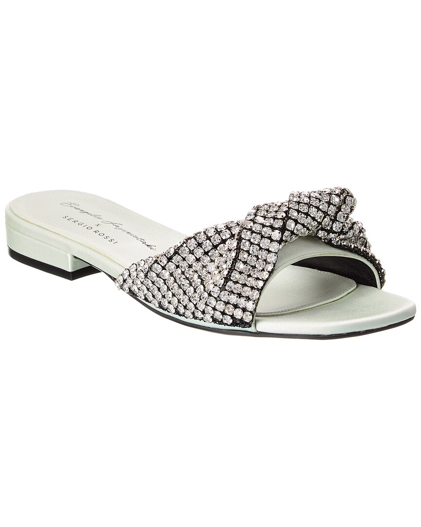 Sergio Rossi x Evangelie Smyrniotaki Satin Sandal, зеленый