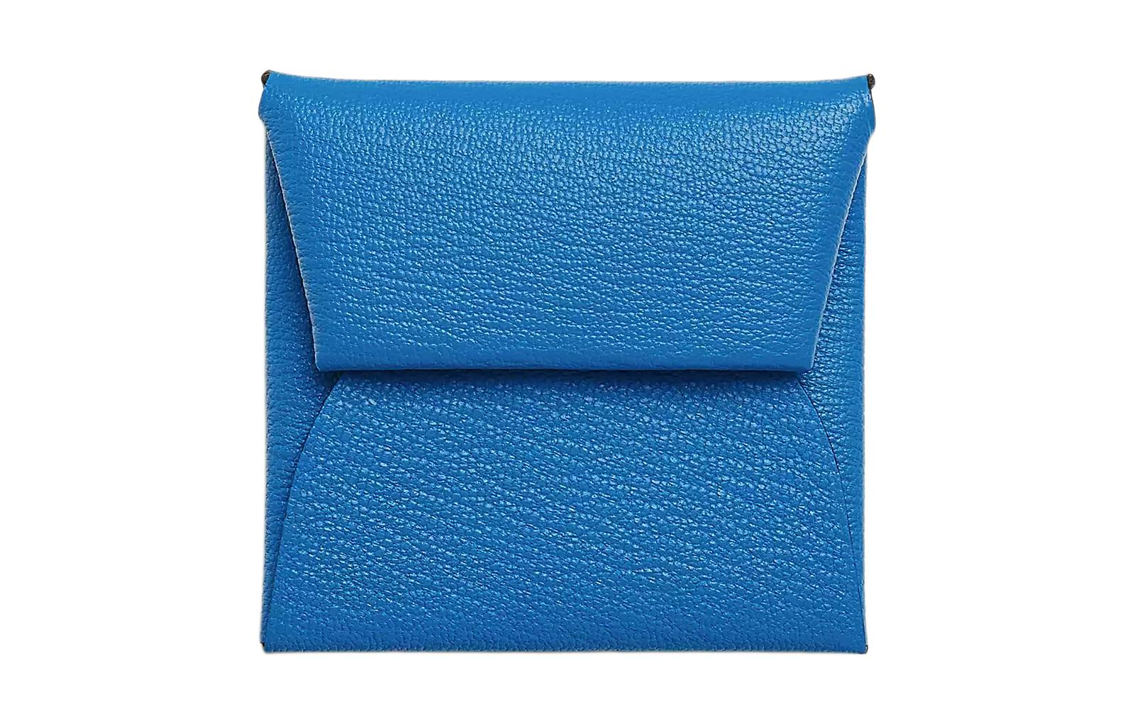 

HERMES Кошелёк для монет из козьей кожи, Sambal Blue & Mint Green