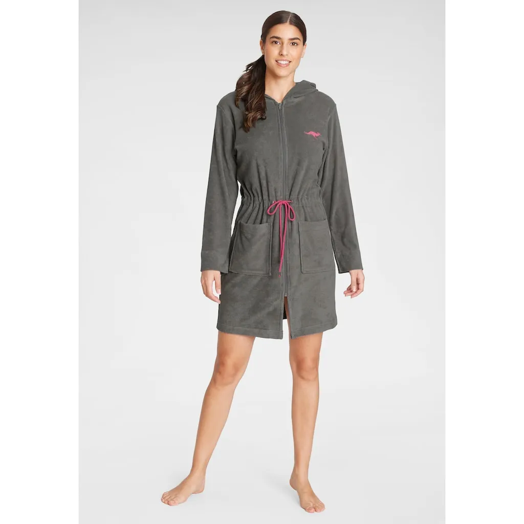 

Женский халат KangaROOS Kira, идеальный для сауны и спа, гостиничный халат, утренний халат, 1 шт., с пояском, короткий, халаты для женщин, размеры XS-3XL Kangaroos, серый