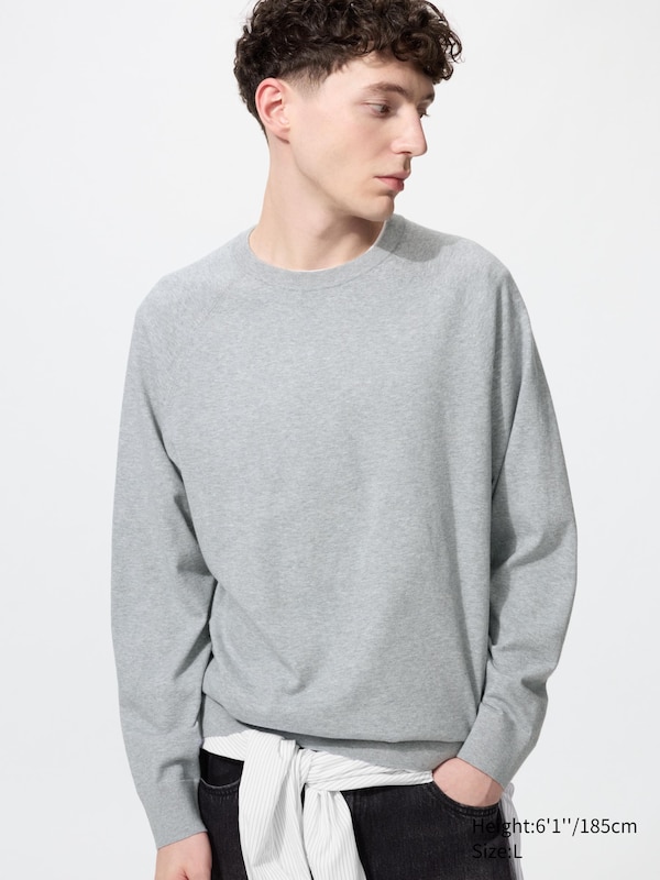 

Моющийся хлопковый джемпер с круглым вырезом Uniqlo, 03 grey