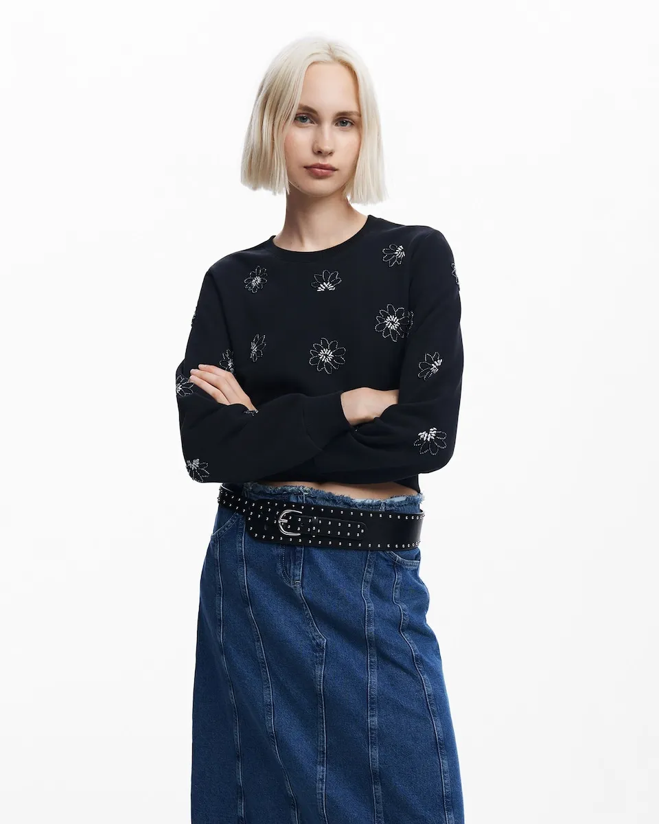 

Женская толстовка с драгоценными цветами Desigual, черный