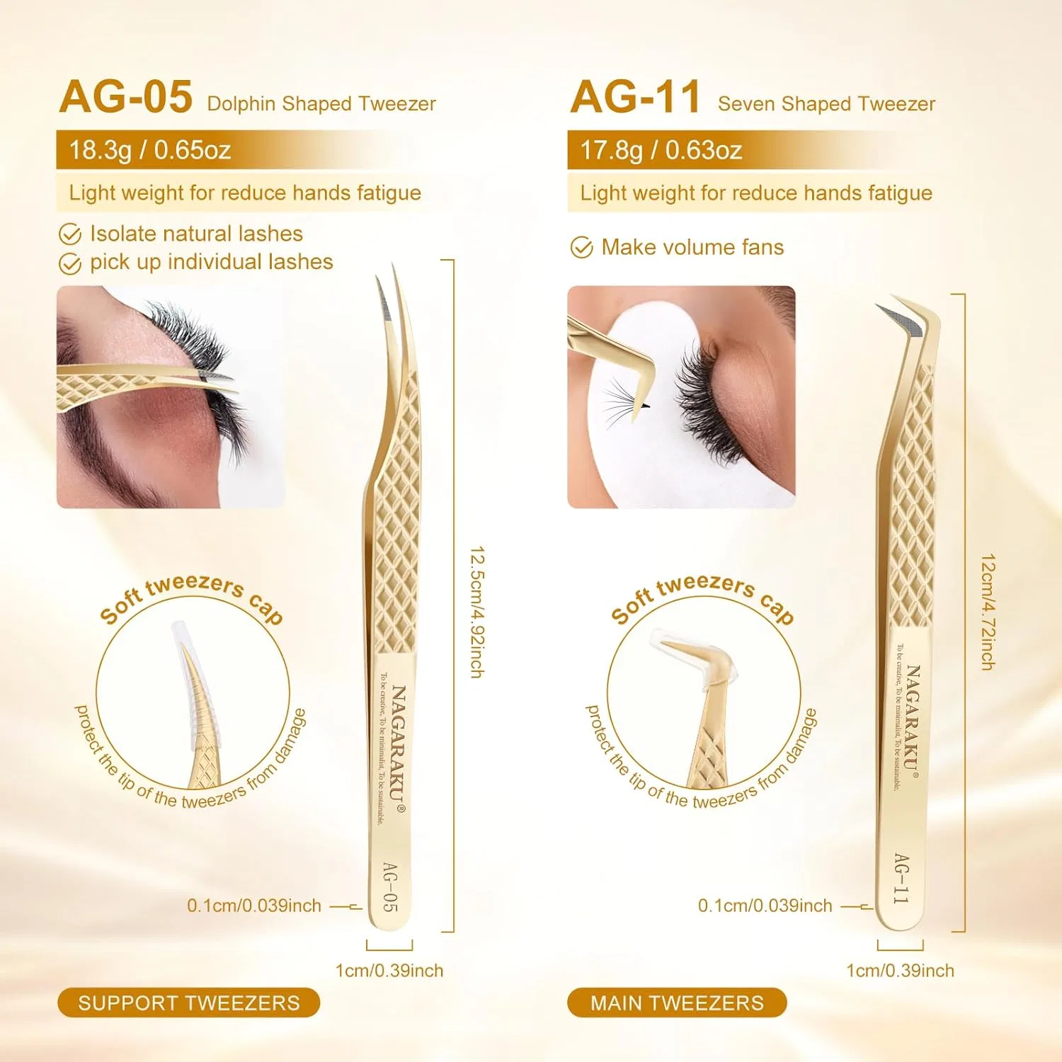 Набор пинцетов для наращивания ресниц NAGARAKU Fibre Tip AG-05 и AG-11 Nagaraku — фото 2