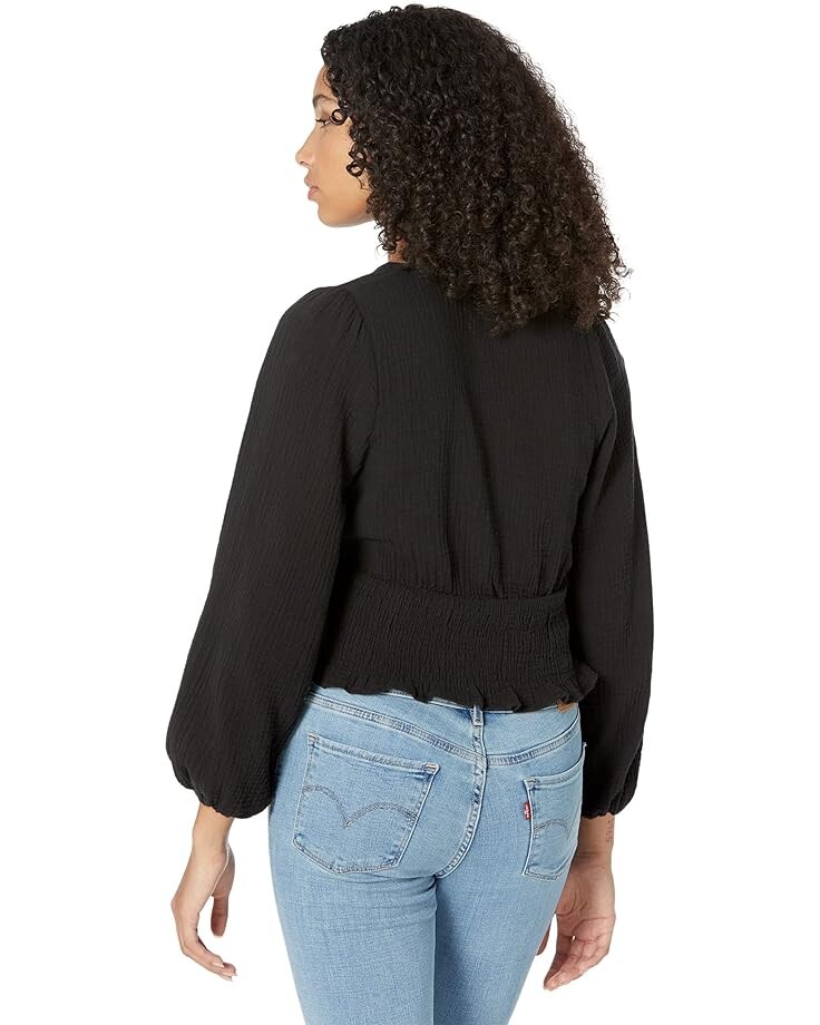 

Топ Madewell Lightspun Julianne Smocked-Waist Top, реальный черный