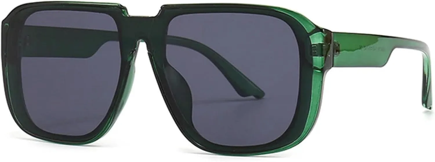 

Мужские солнцезащитные очки в стиле ретро, ​​цельные, зеркальные, с защитой от УФ-излучения UV400, с плоской верхней частью, модные для мужчин TVTBBVV, Green Grey